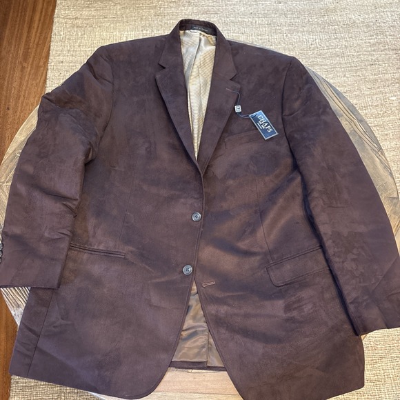 Chaps Other - Chaps Ralph Lauren Blazer Mens 46L Brown Faux Suede Suit Jacket Sport Coat NEW
